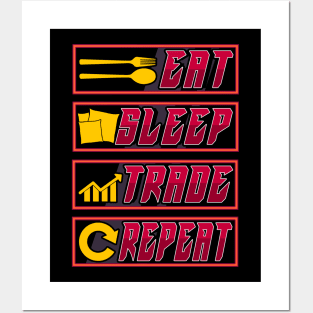 Funny Eat Sleep Trade Repeat Investors Posters and Art